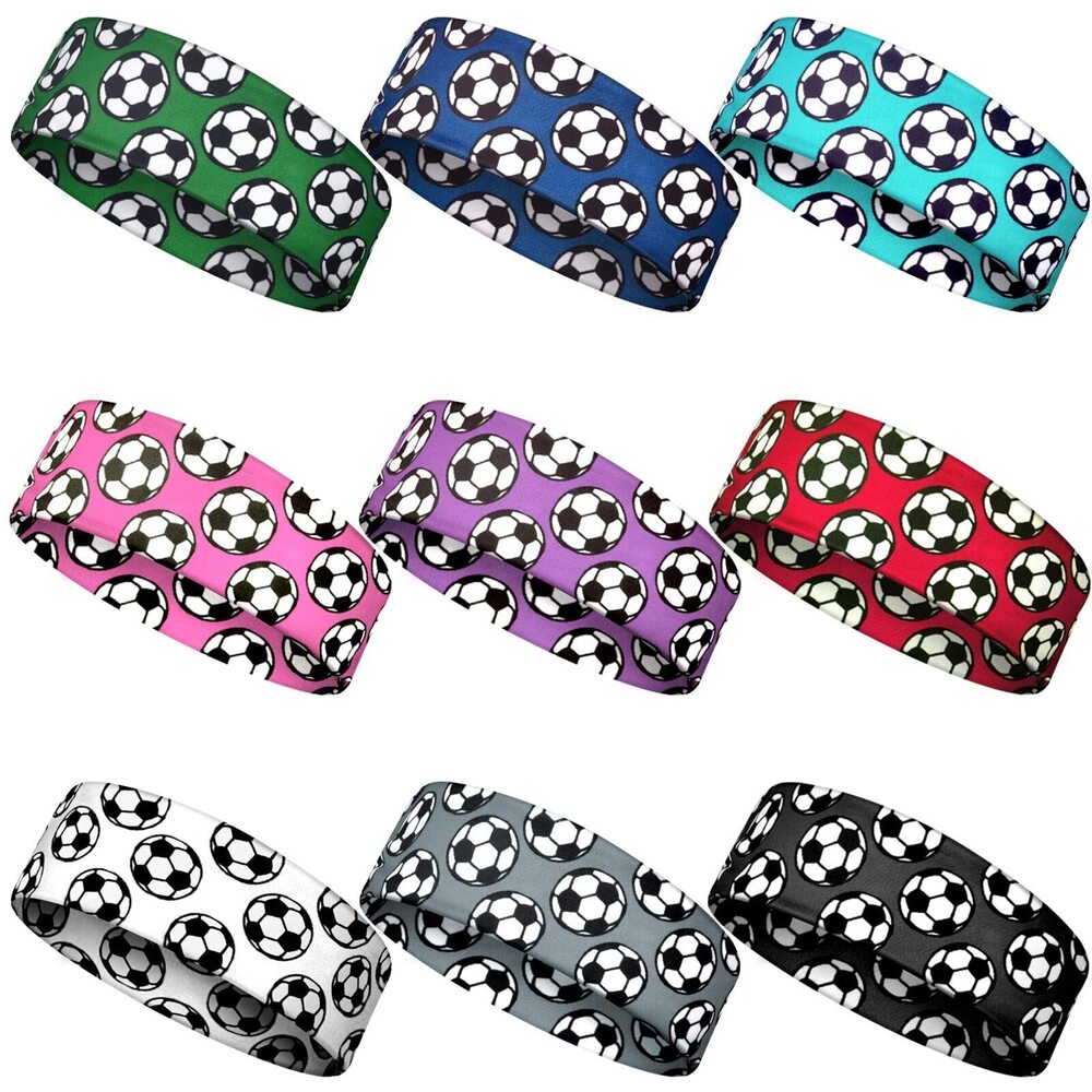 7896 9 Pieces Soccer Headbands for Girls Boys Elastic Headbands Adjustable